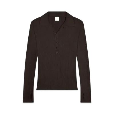 Courreges Men's Light Wool Polo "Mud Brown"