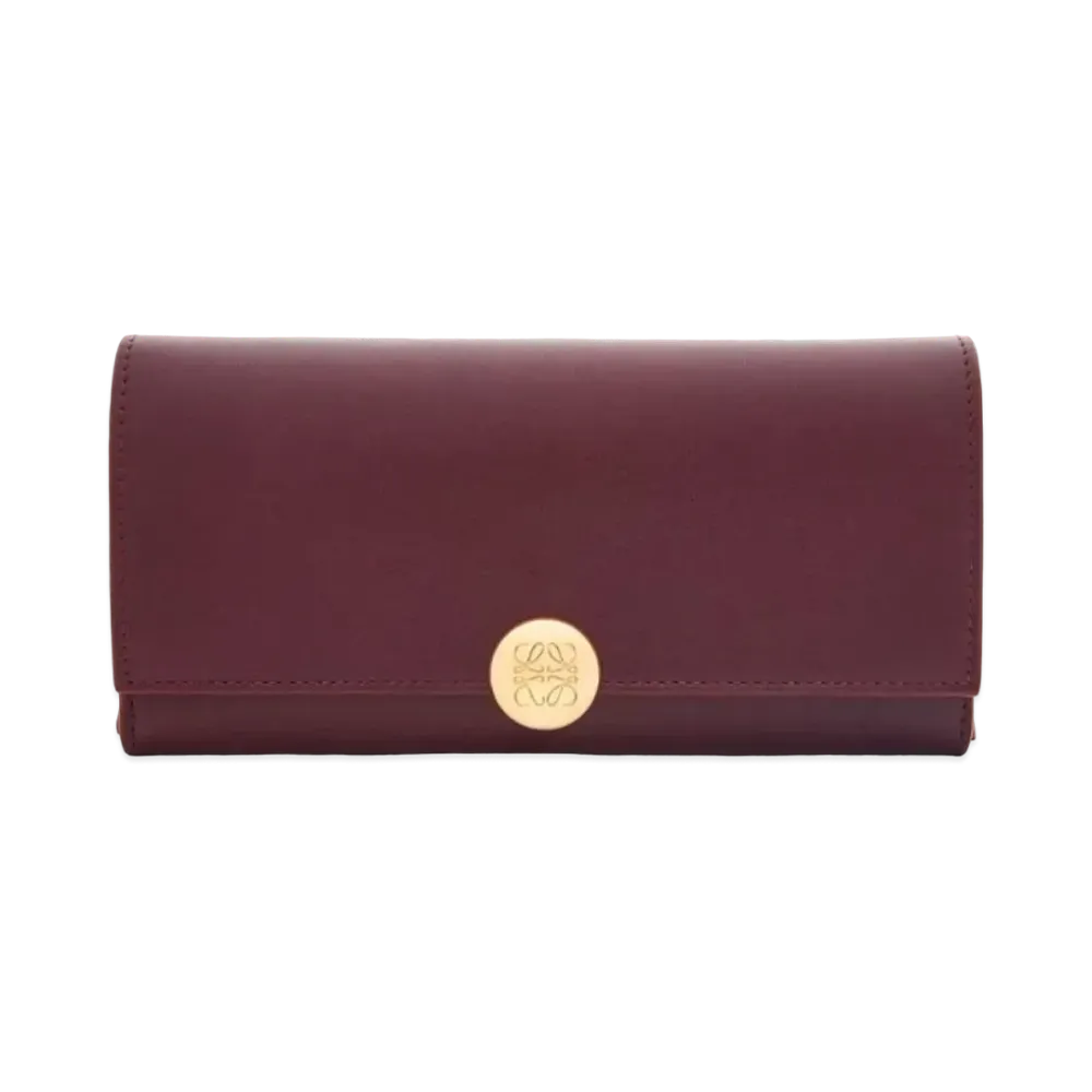 LOEWE Puble Continental Wallet Shinina Pakaf "Burgundy"