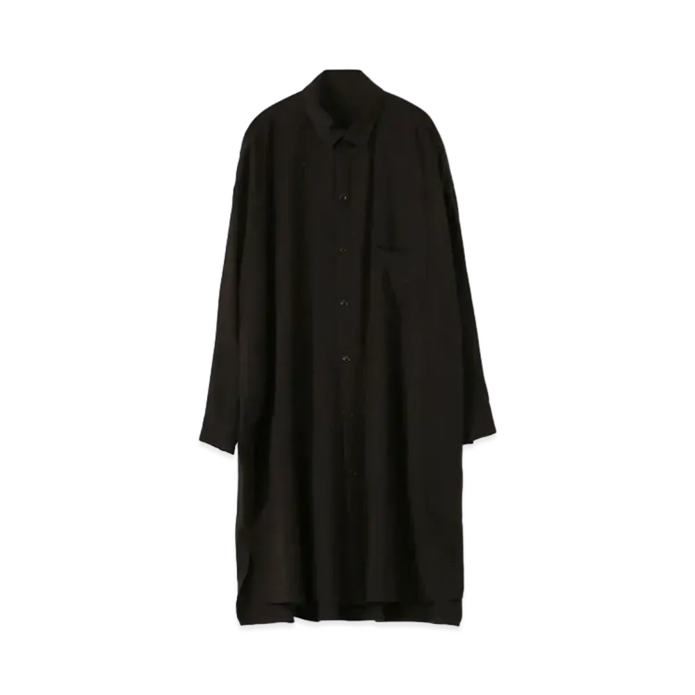 Yohji Yamamoto Y's SUPER120 SOFT VIYELLA PLUSH COLLAR LONG BLOUSE "Khaki"