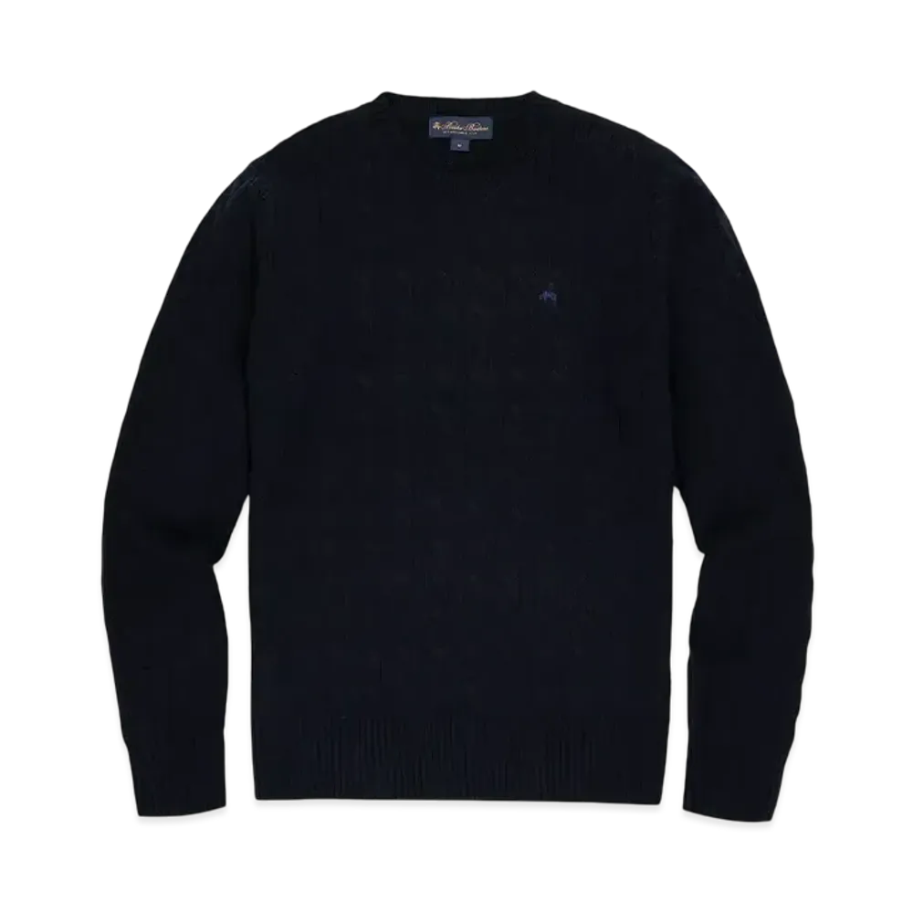 Brooks Brothers Wool GF Logo Cable Cewneck Sweater "Navy"