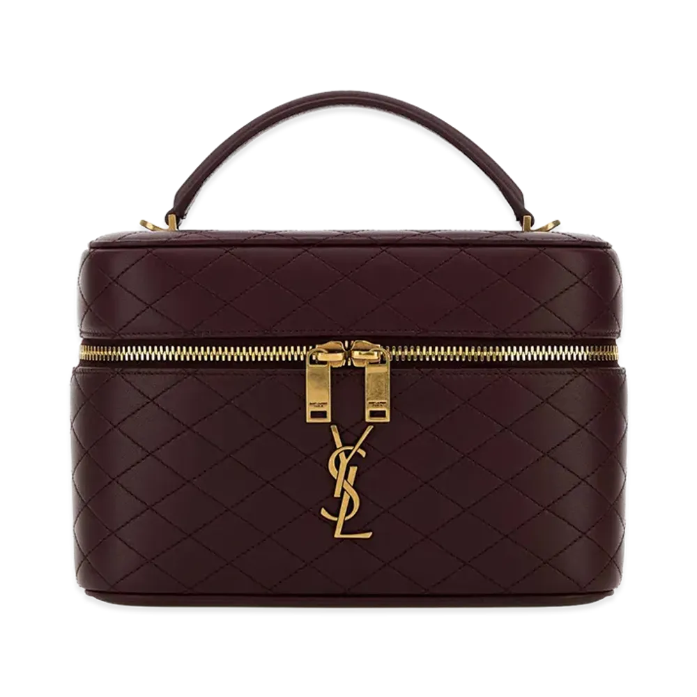 Saint Laurent Women's Aubergine Leather Large Vanity Gaby Handbag "Bordeaux"