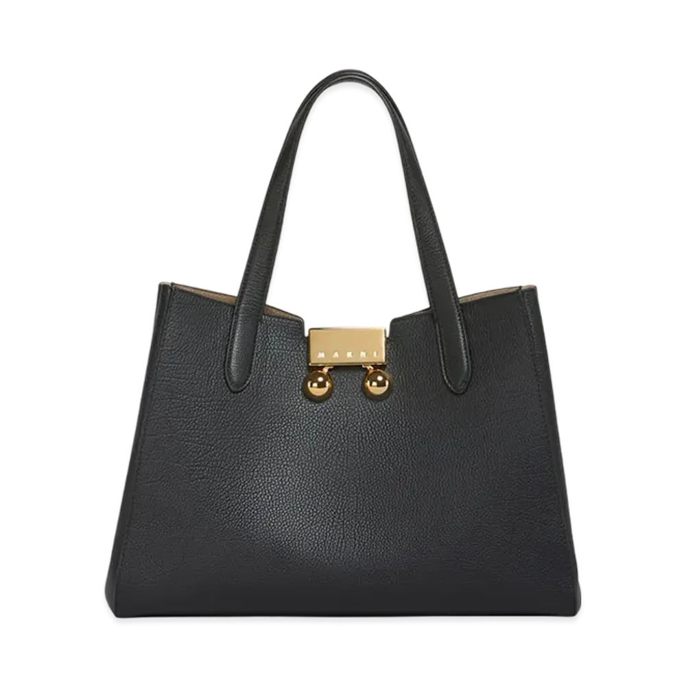 MARNI Trunkaroo Tote Bag in Leather "Black"