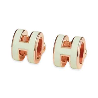 Hermes Mini Pop H Earrings "Rose Gold/Vert Fizz"