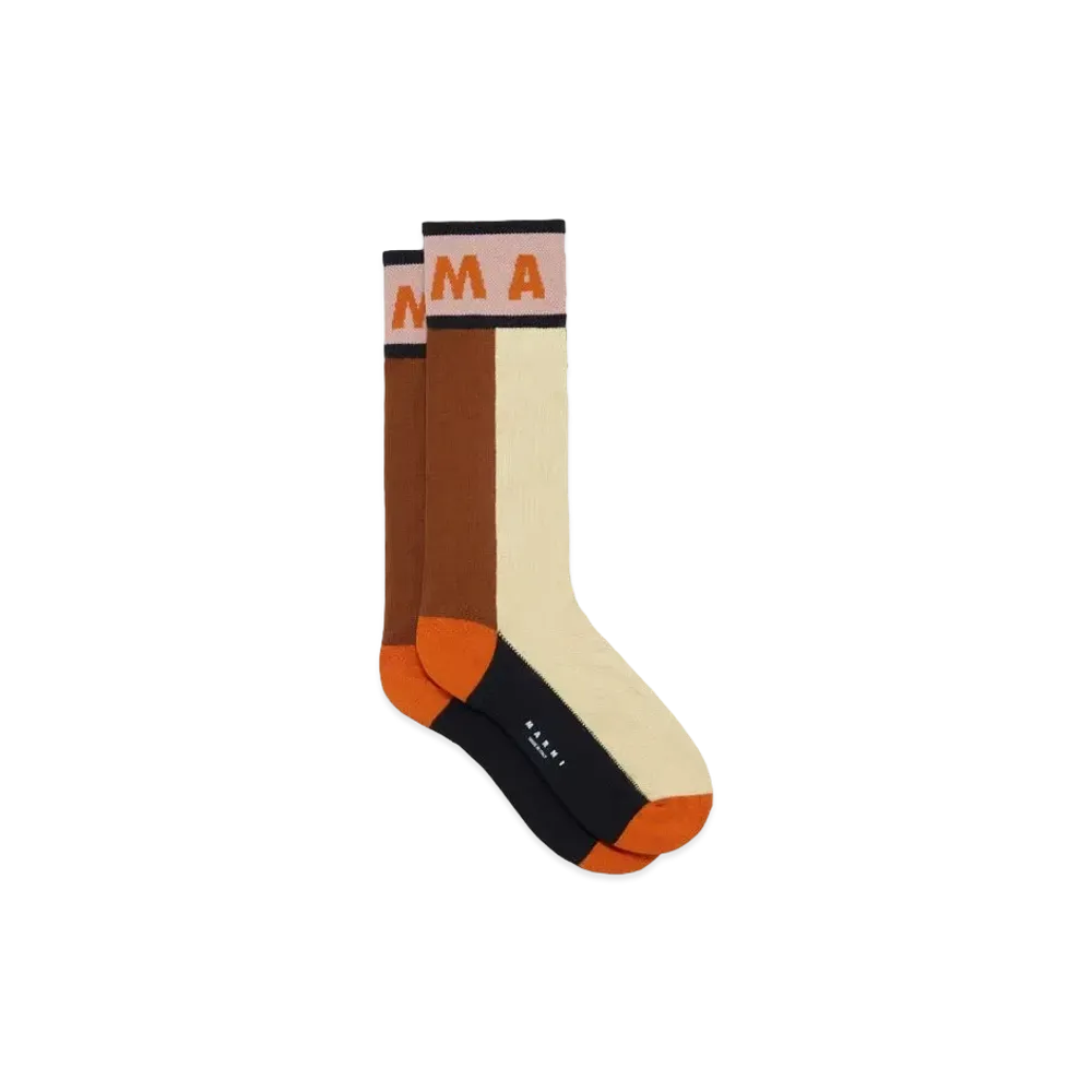 Marni Colour-Block Cotton Socks "Dustapricot"