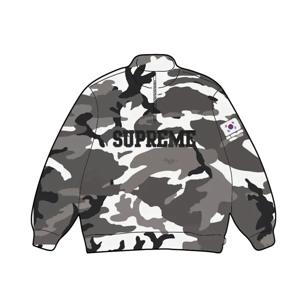 Supreme Shop Flag Half Zip Pullover (Seoul) "Snow Camo"