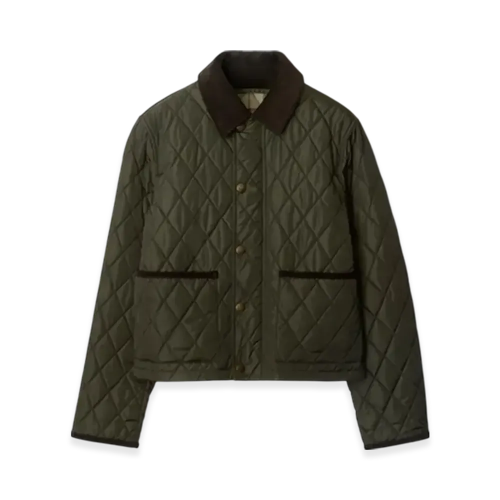 Burberry Cropped Quilting Nylon Jacket "Shale/Blush"