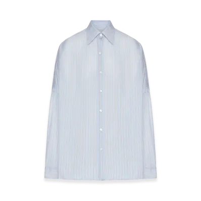 DRIES VAN NOTEN Women's Oversized Striped Cupro Shirt "Light Blue"