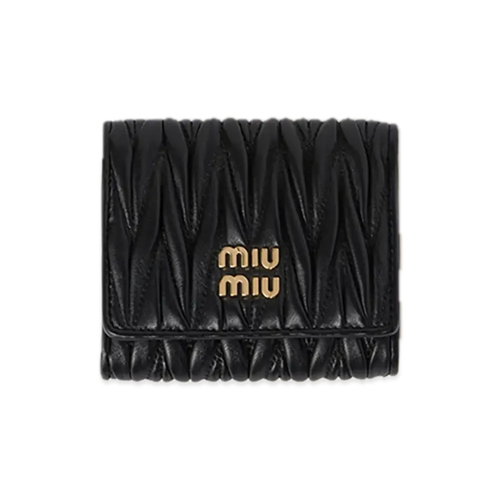 MIU MIU Matelasse Leather Wallet "Black"