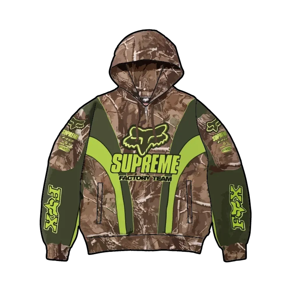 Supreme x Fox Racing Zip Up Hooded Sweatshirt "Camo"