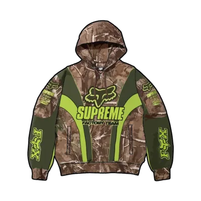Supreme x Fox Racing Zip Up Hooded Sweatshirt "Camo"