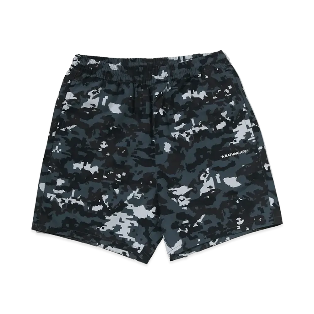A BATHING APE Multi Pixel Camo Relaxed Fit Beach Shorts "Black"