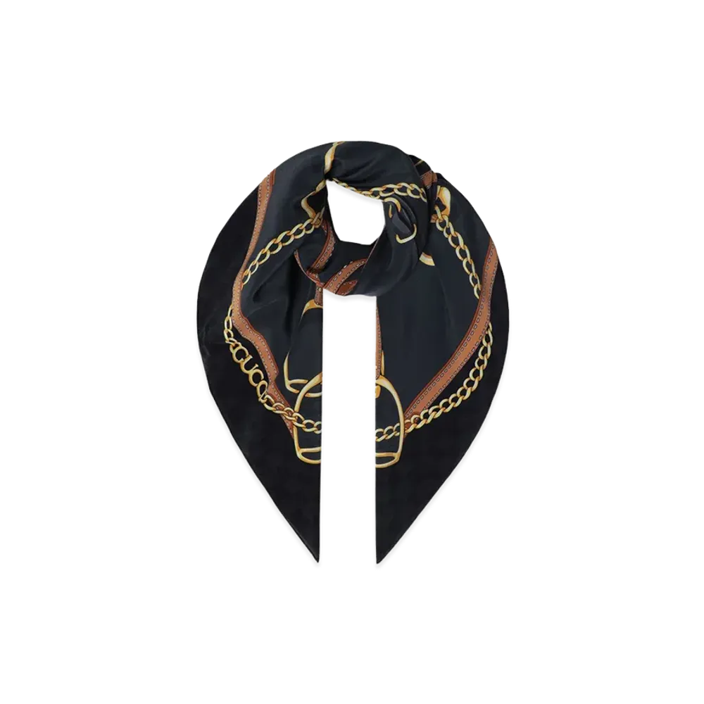 GUCCI Women's Print Silk Crepe Scarf "Black/Light Grey"