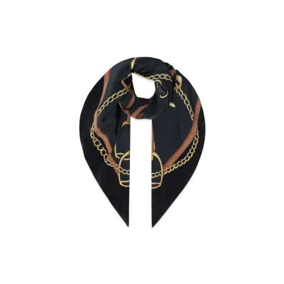 GUCCI Women's Print Silk Crepe Scarf "Black/Light Grey"