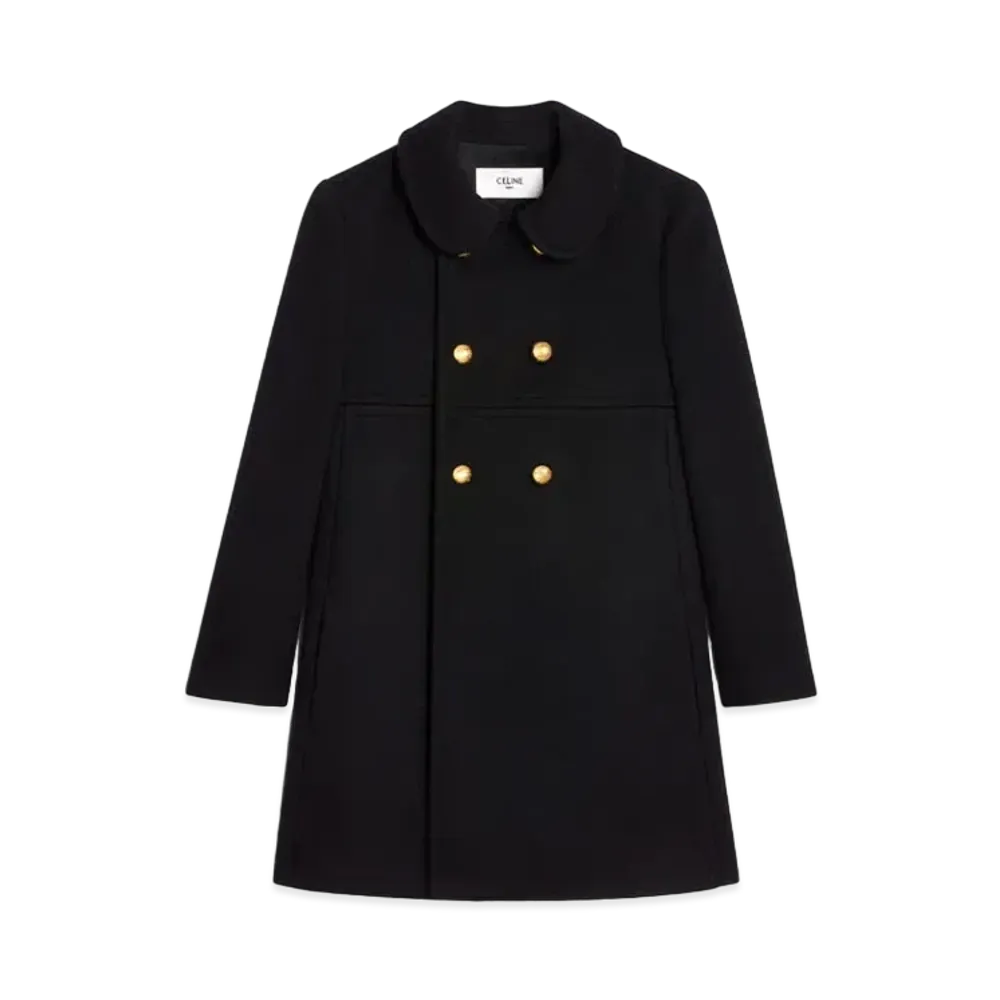 CELINE Victorine Coat In In Double Faced Cashmere "Black"
