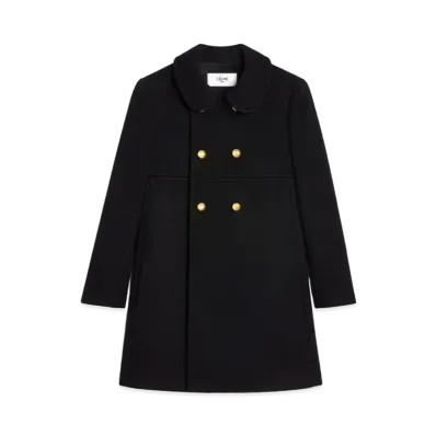 CELINE Victorine Coat In In Double Faced Cashmere "Black"