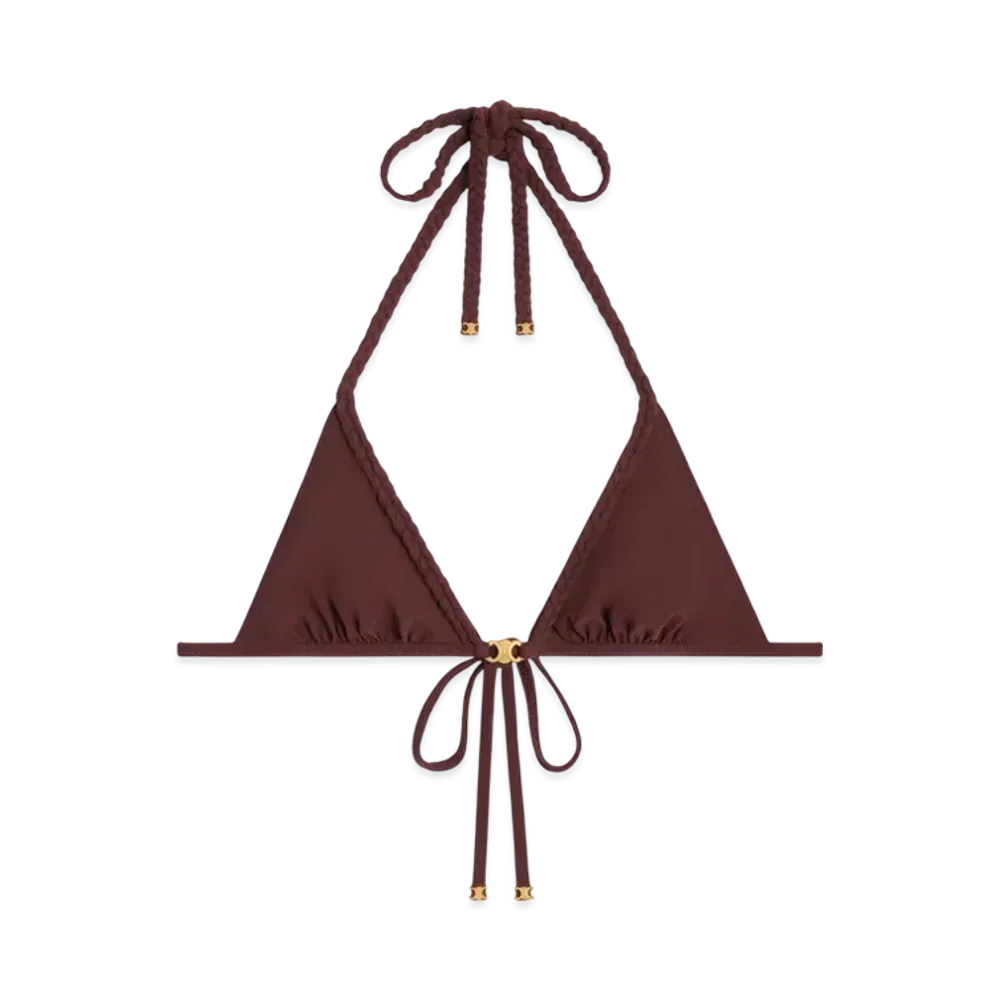 CELINE Women's Triomphe Triangle Top in Matte Jersey "Prune"