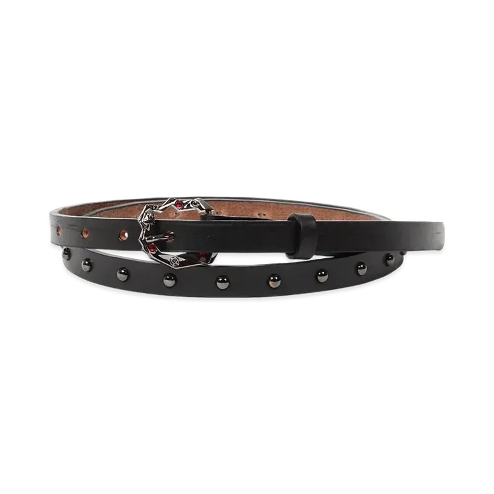 WACKO MARIA x WOLF'S HEAD Studs Leather Belt "Red"