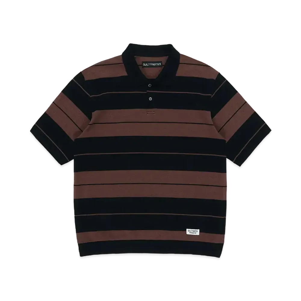 WACKO MARIA Striped Polo Shirt "Brown"
