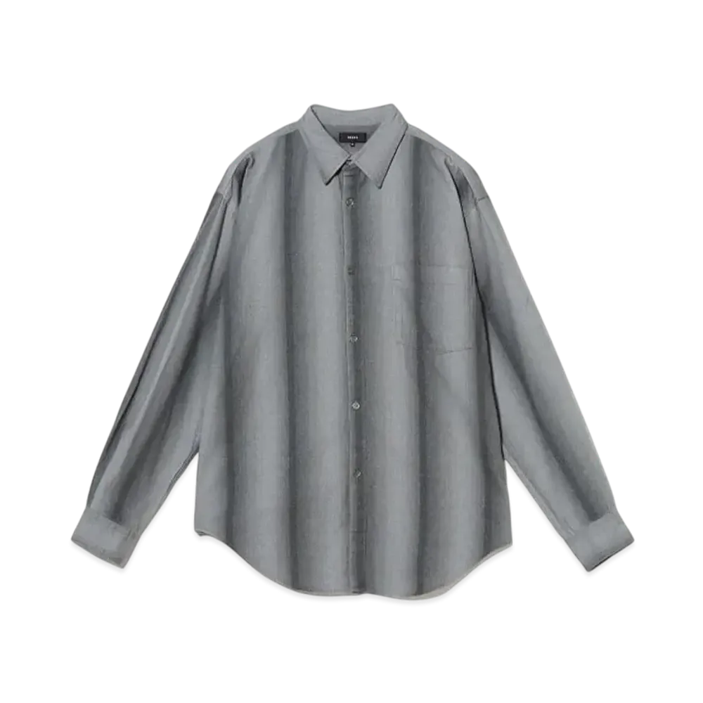 BEAMS Fade Striped Print Shirt "Black"
