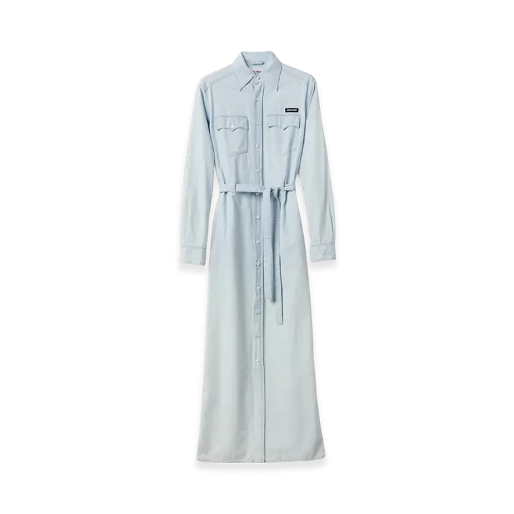 MIU MIU Women's Long Chambray Dress "Light Blue"