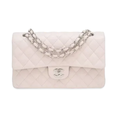CHANEL Matelasse Classic Double Flap Lambskin "Pale Pink/Silver"