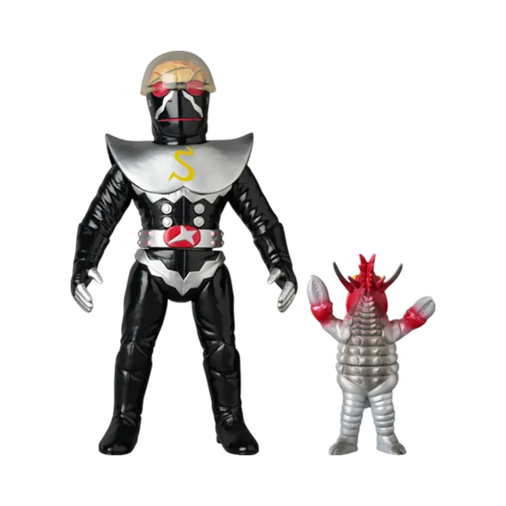 MEDICOM TOY "Toei Retro Sofvi Collection" -Kikaider 01- Silver Hakaider (New Color) + Mini Gin Shrimp