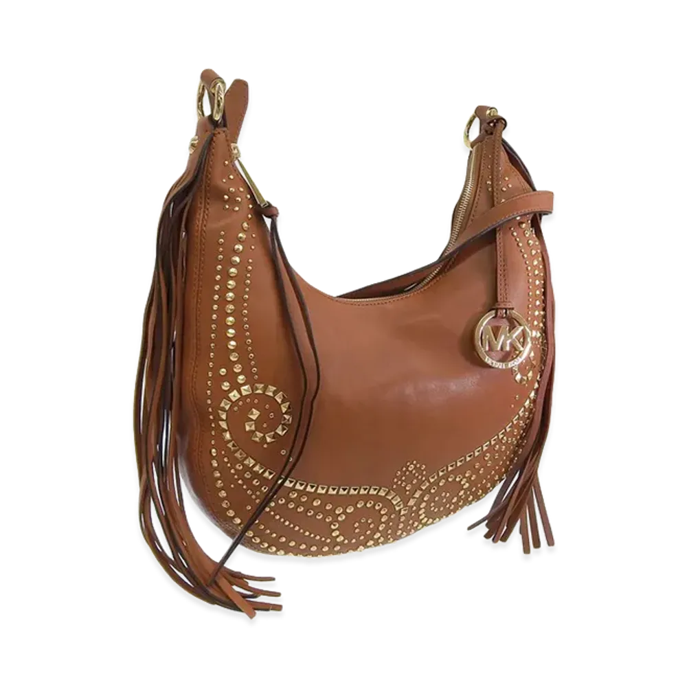 MICHAEL KORS Women's Rhea Studded MD Slouchy Shoulder "Brown"
