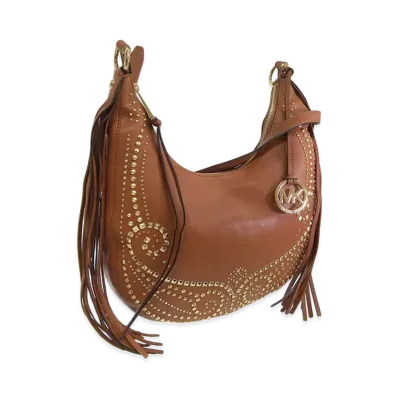 MICHAEL KORS Women's Rhea Studded MD Slouchy Shoulder "Brown"