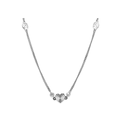 GUCCI Interlocking Double G 18K White Gold Heart Necklace