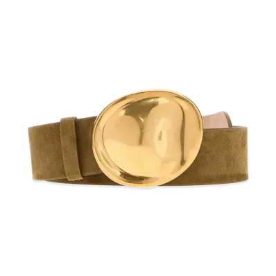 KHAITE Women's Suede Keefe Belt "Beige"