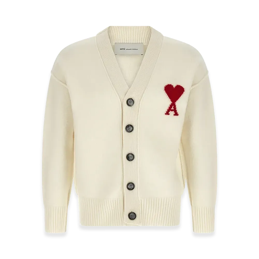 AMI PARIS Ami De Coeur Cardigan "White"