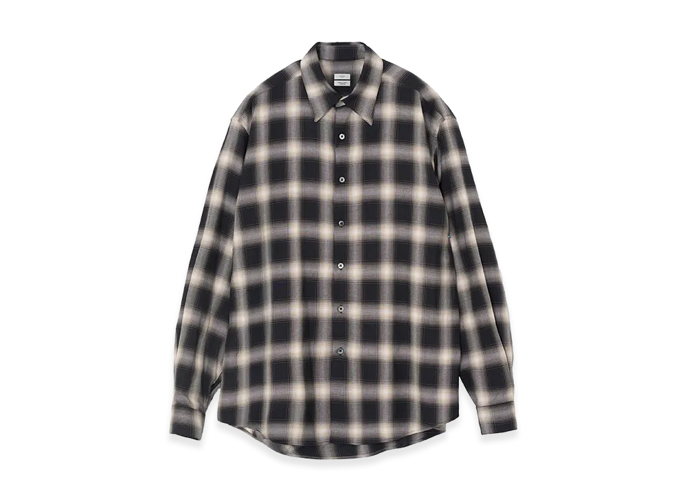 YOKE Exclusive Rayon Ombre Plaid Regular Collar Shirt "Black"