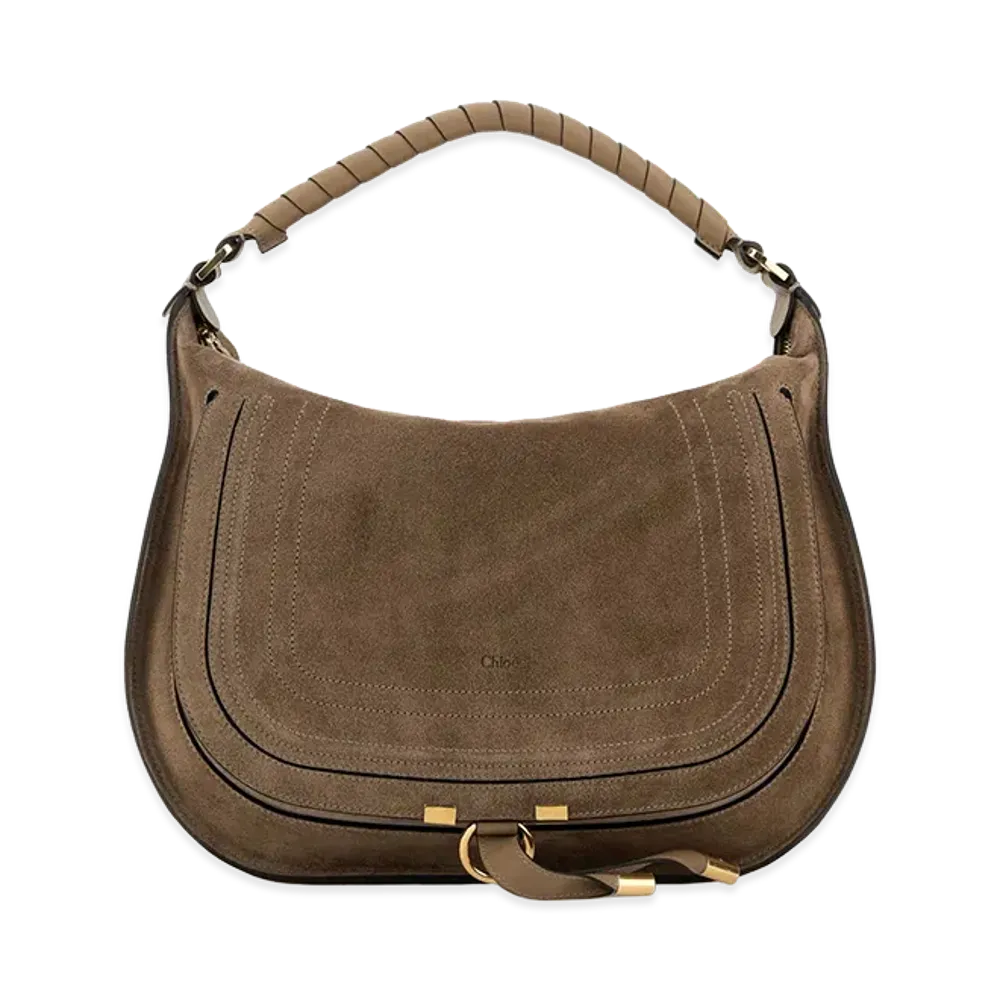 Chloe Women's Dove Suede Marcie Handbag "Dove Gray"
