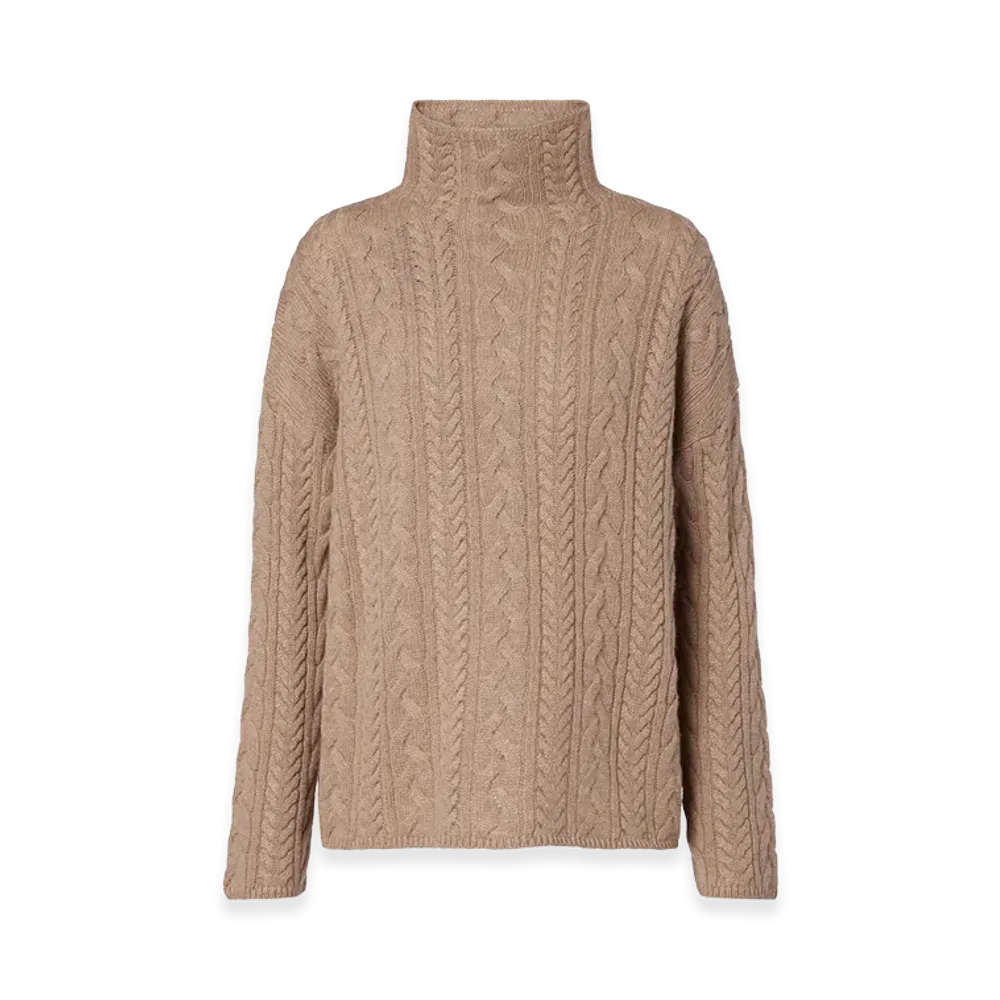 S Max Mara Cable-Knit Wool and Cashmere Sweater "Beige"