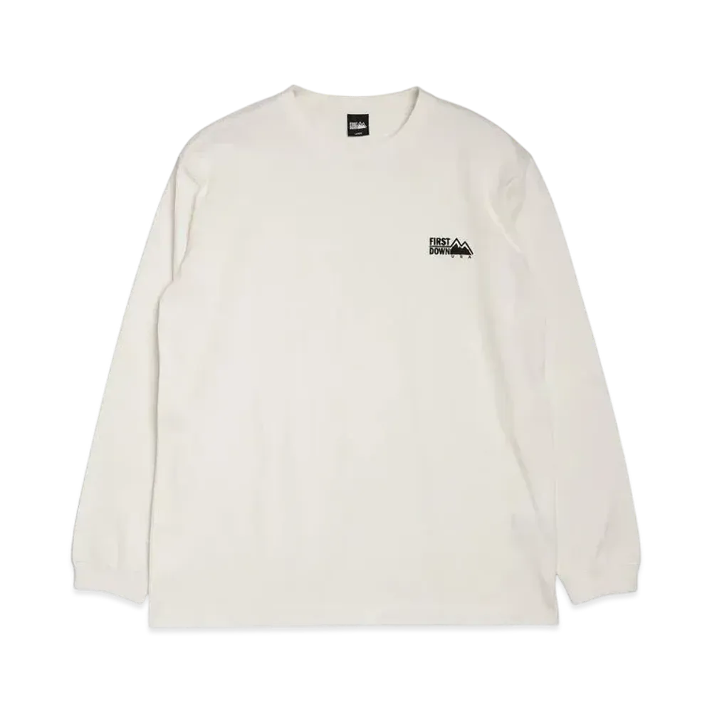 FIRST DOWN Logo L/S Tee Cotton Jersey "White"
