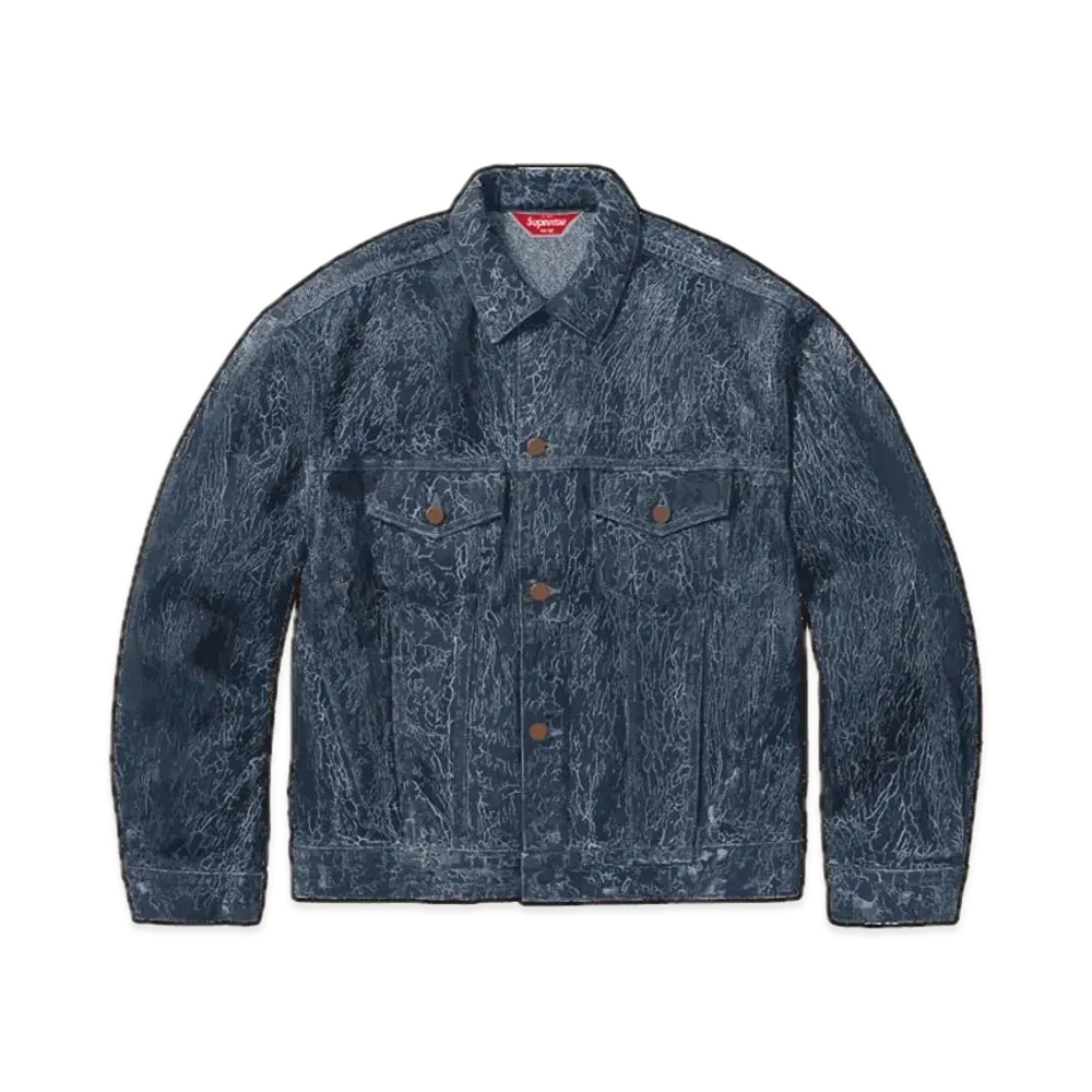 Supreme Crackle Denim Trucker Jacket "Blue"