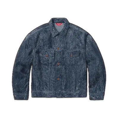 Supreme Crackle Denim Trucker Jacket "Blue"