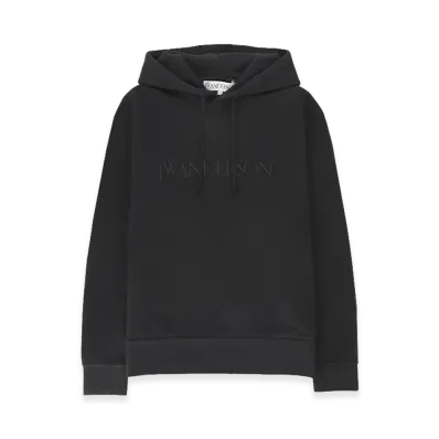 JW ANDERSON Embossed Logo Popover Hoodie "Black"