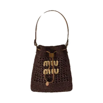 MIU MIU Woven Fabric Mini Bag "Brown"