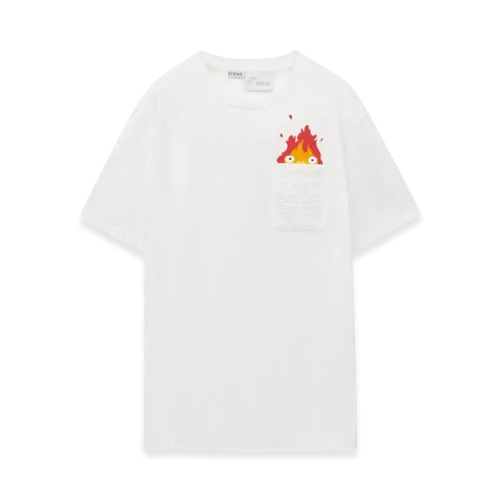 LOEWE x Howl's Moving Castle Calcifer Pocket T-Shirt in Cotton "White"