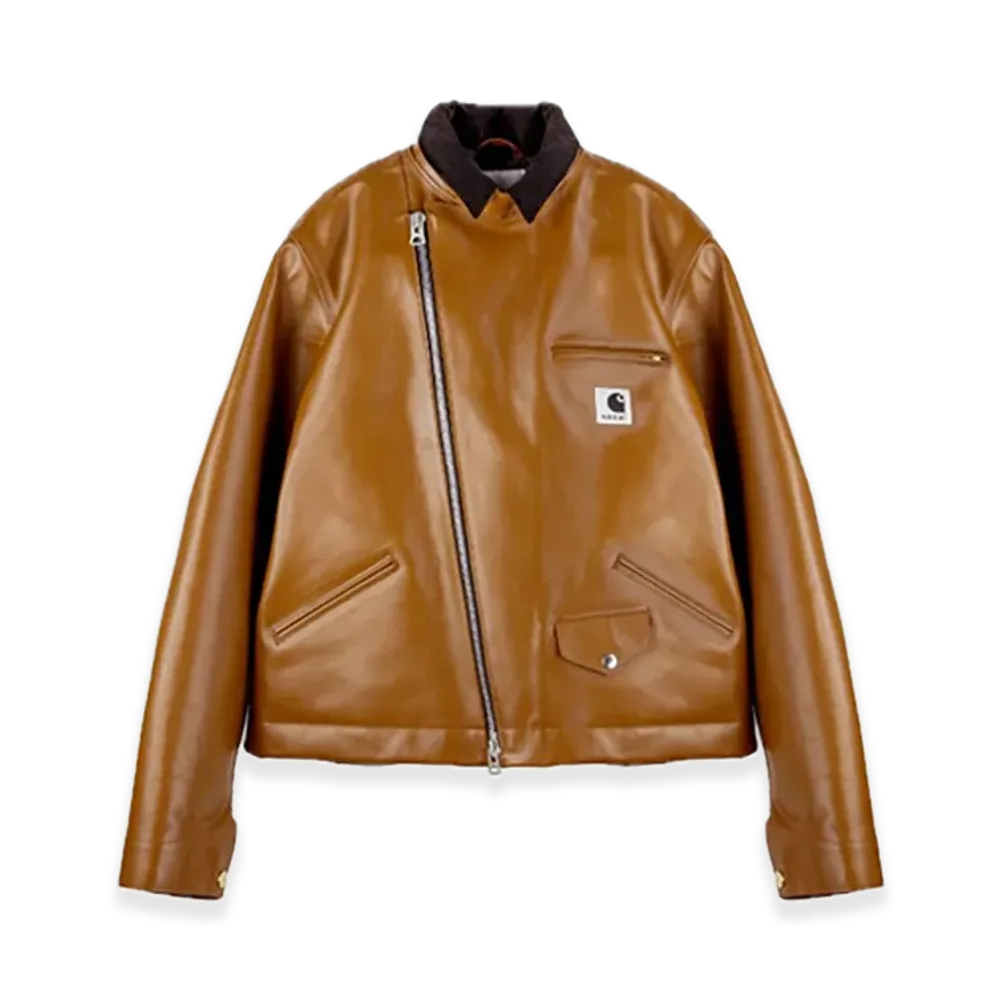 sacai x Carhartt WIP Leather Jacket Mens "Dark Beige"