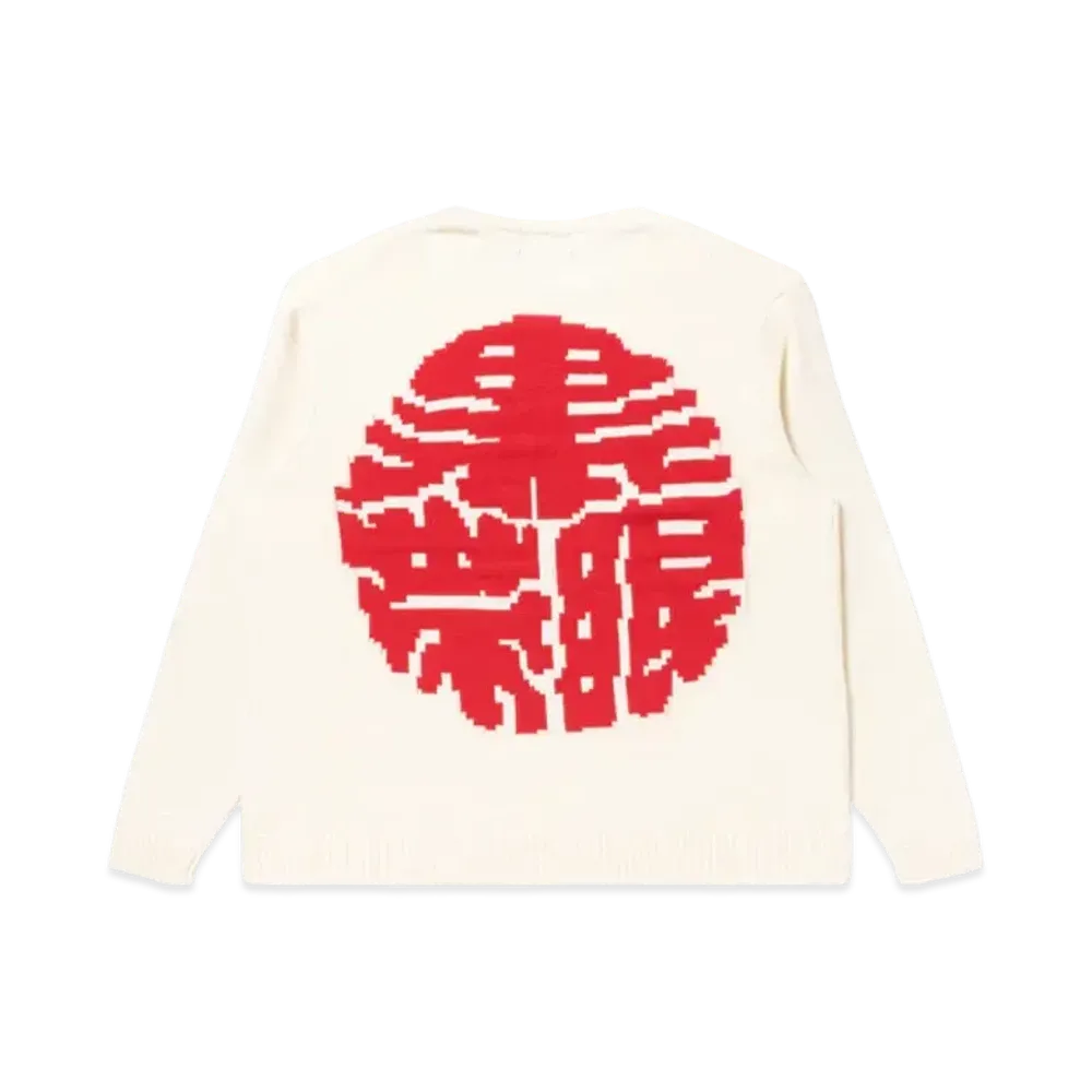 Black Eye Patch Kamon Knit Sweater "White"