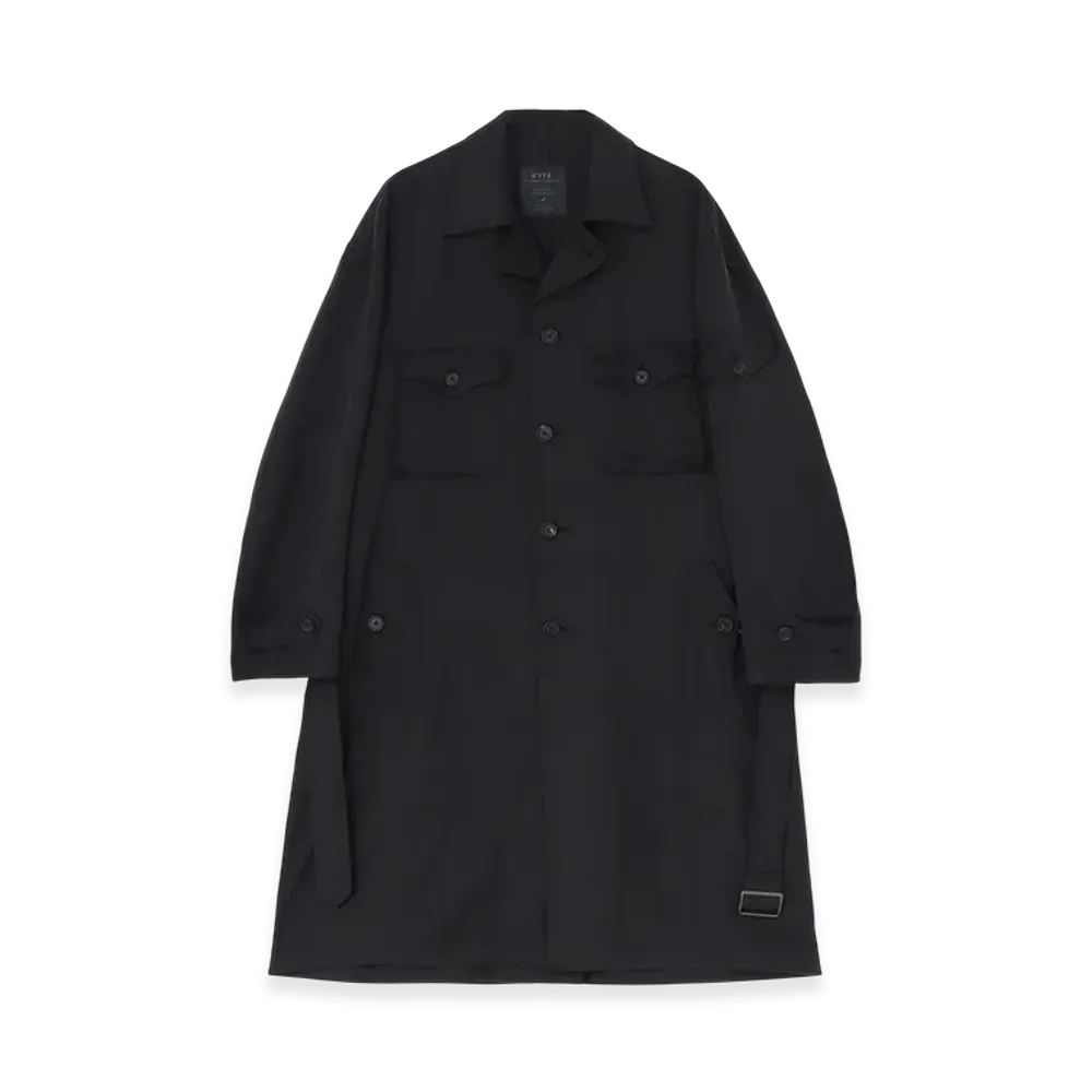 S'YTE Bio-Wash Lyocell Twill Oversize Military Coat "Black"