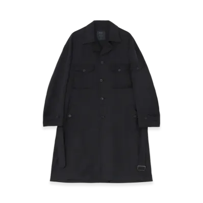S'YTE Bio-Wash Lyocell Twill Oversize Military Coat "Black"