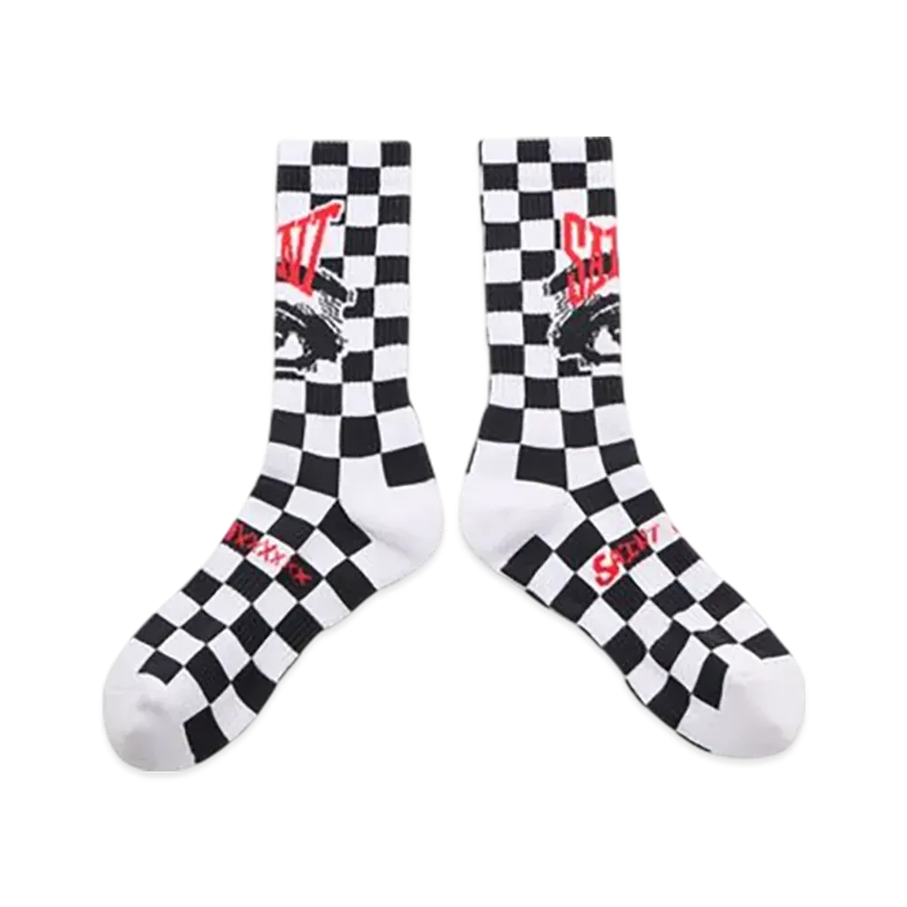 SAINT Mxxxxxx Eye Socks "Black/White" (25FW) SM-HR1-0000-106