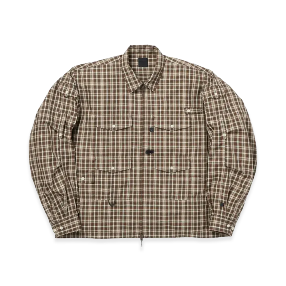 DAIWA PIER39 Women's Tech Zip Angler Shirt LS Plaids "Brown"