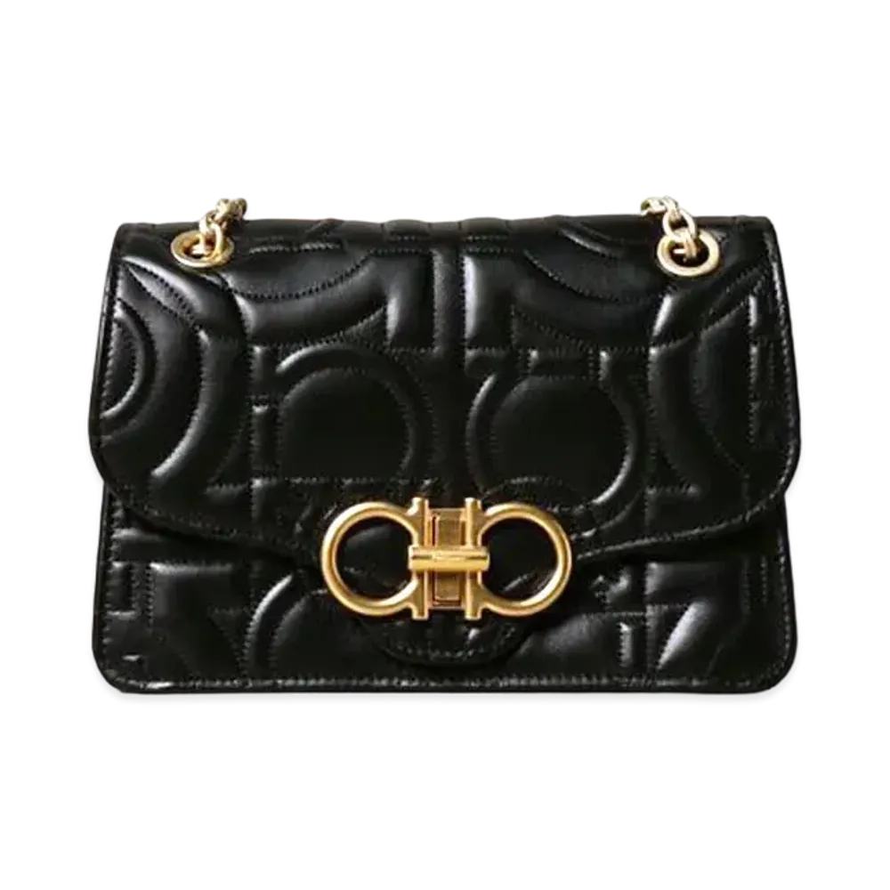Salvatore Ferragamo Quilted Gancini Flap Bag (L) "Black"