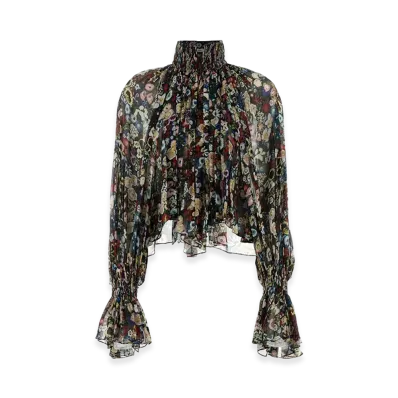 KHAITE Women's Printed Crepe Blouse "Floral"