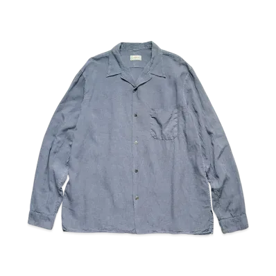 KAPITAL Soft Linen Open Collar Shirt "Grey Purple"
