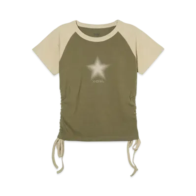 X-Girl Dotted Star S/S Ragran Baby Top "Olive"